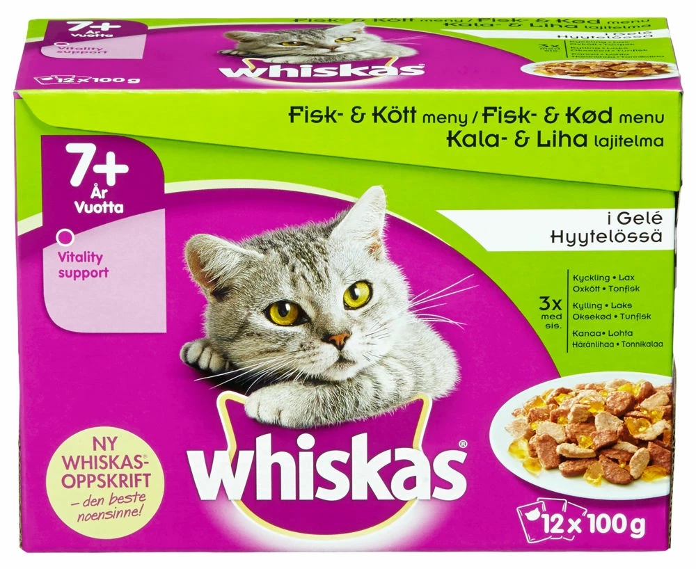 Whiskas® 7+ Fisk & Køtt I Gele 12x100g