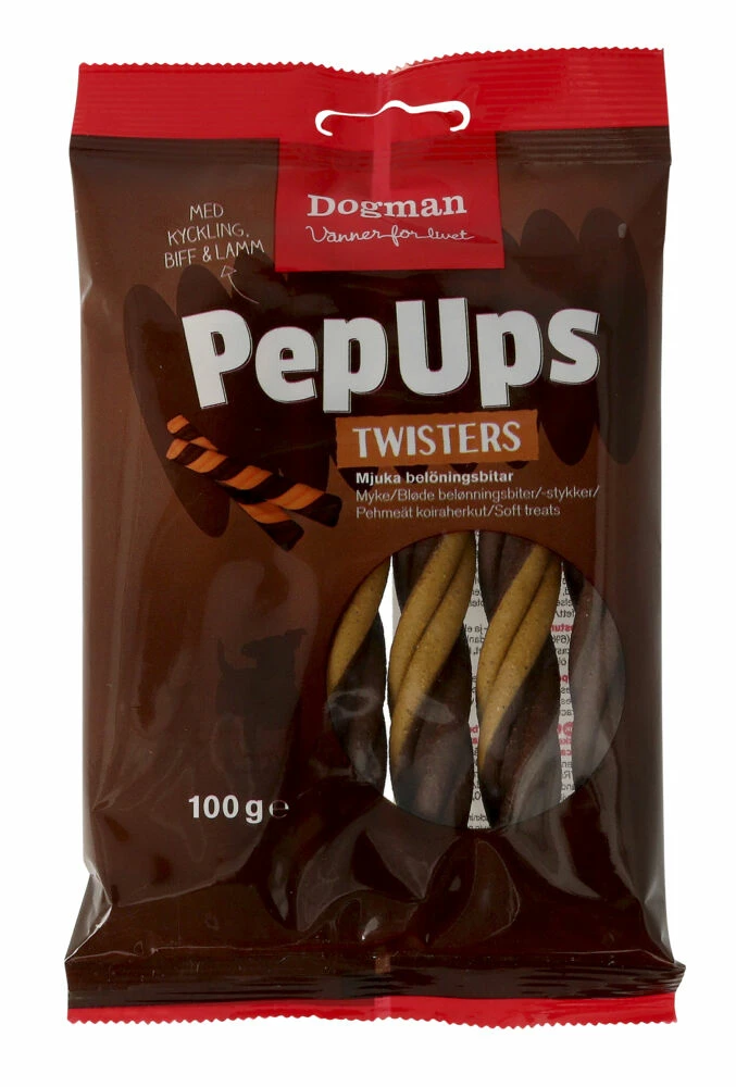 Dog Man Pep Ups Twisters 100g 3 Dog Man Pep Ups Twisters 100g